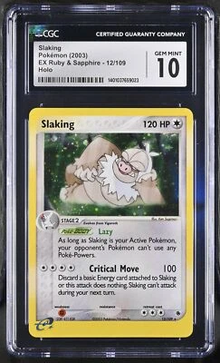 CGC 10 GEM MINT Slaking EX Ruby & Sapphire 12/109 Holo Rare Pokemon Card - Image 1 of 2