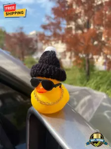1 pc Cartoon Duck Car Ornament Funny Rubber Duck Dashboard Decoration - Picture 1 of 6