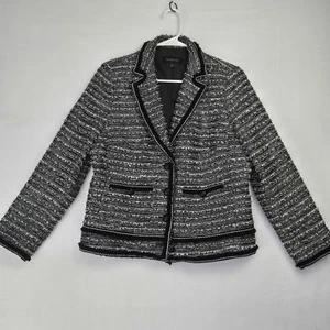 Blazer Talbots Tweed Blanco y Negro 3 Botones Sencillo Texturizado Talla 8 - Imagen 1 de 14