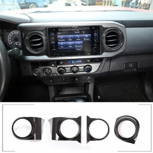 Anillo de ajuste de salida de aire de control central estilo fibra de carbono para Toyota Tacoma 16-22 - Imagen 1 de 10