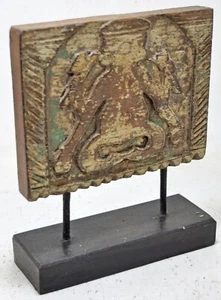 Antique Wooden God Ganesha Carving Panel Plaque Original Old Hand Carved - Picture 1 of 8