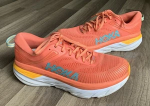 Women’s Hoka Bondi 7 Shoes Sz 8.5 Coral/Peach - Picture 1 of 13
