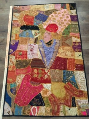 embroidery sequin Patchwork Indian throw - Image 1 of 4