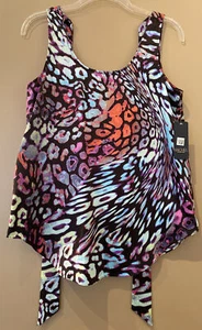 Rachel Roy NWT Sleeveless Blouse Never Worn Size S Animal Print Pink Blue - Picture 1 of 13