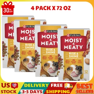 4 PACK X 72 oz. Purina Moist and Meaty Bacon & Egg Flavor Dog Food Pouches - Picture 1 of 9