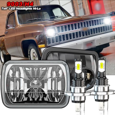 for chevrolet C10 C20 C30 1981-1986 Pair 7x6" 5x7 LED Headlights Hi/Lo Lamps - Image 1 of 4