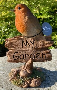 Robin My Garden Sign Vivid Arts Garden Ornament NEW Indoor Outdoor - Picture 1 of 2