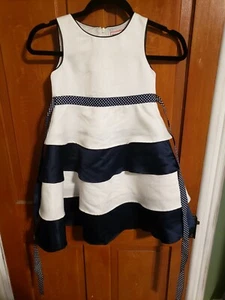 Girls Size 6 Sugar Plum Dress Flower Girl / Bridesmaid / Formal navy and white - Picture 1 of 3