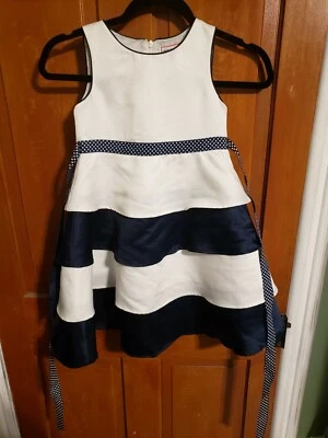 Girls Size 6 Sugar Plum Dress Flower Girl / Bridesmaid / Formal navy and white - Photo 1/3