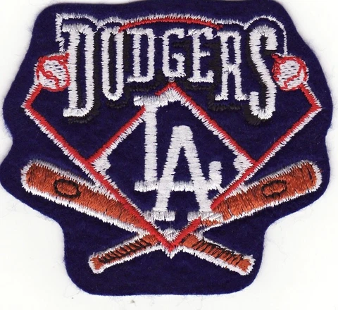 Dodgers LA with Bats 3 1/2" x 3" Embroidered Iron On Patch *Vintage* #403 Cover