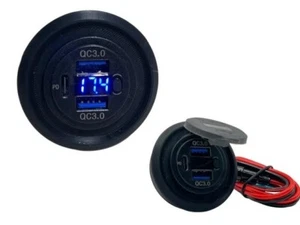 Voltage Universal Volt Meter LED 2" 52mm / TYPE-C USB Charger Connection - Picture 1 of 8