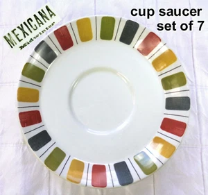 Vintage Midwinter Mexicana by Jessica Tait Saucers - Made in England - SET of 7 - Picture 1 of 8