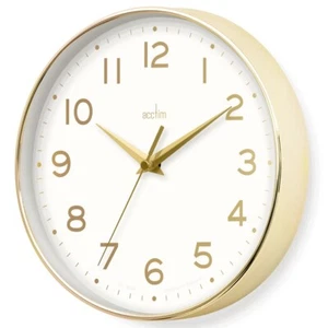 Acctim Gold Tone Round Battery Wall Clock 'Rand' 22982 - SCRUFFY BOX & MARKED - Picture 1 of 14