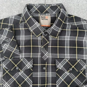 511 Tactical Shirt Men’s XL Plaid Snap Button Pockets Long Sleeve Heavy Duty EUC - Picture 1 of 7