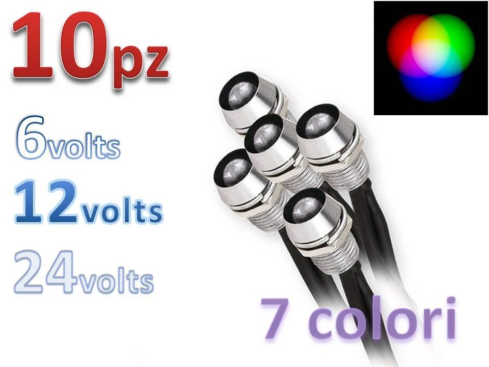 10 X diodi LED 5mm 6V 12V 24V Cablati cielo stellato spia lampadina pre-wired - Immagine 1 di 1