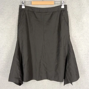 BCBGMAXAZRIA Women's Size 6 Pinstripe Skirt Flared Hem Career Wear Black - Picture 1 of 10