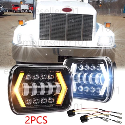 Faros LED Hi-Lo DRL H4 2000-2005 para camiones Peterbilt 330 2 piezas punto 7x6" bombilla Foto 1 de 4