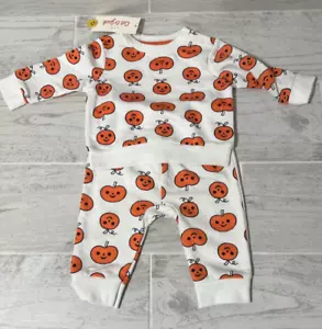 Cat & Jack Unisex Baby Size 3-6Months Halloween Pumpkins 2Piece Sweatsuit Outfit - Picture 1 of 2