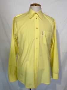 VTG Valentino Jeans Yellow Button Down Logo Cotton Shirt Men's Sz XL