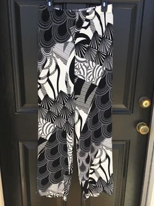 New Chico's Travelers Black White Multi Decco Palazzo Pants 2 Large L 12 14 NWT - Picture 1 of 2
