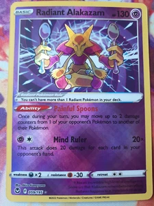 Pokémon TCG Radiant Alakazam 059/195 Silver Tempest Holo Rare Pokemon NM - Picture 1 of 2