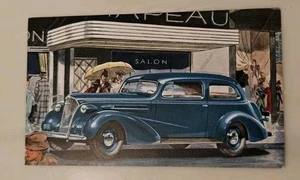 Rare Blue Vintage Chevrolet 1937 Town Sedan Postcard Classic Car Nice Condition  - Picture 1 of 2