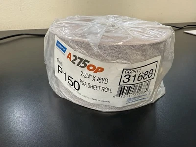 Rollo de hoja de lijado Norton A275OP 31688 2 3/4 pulgadas x 45 yardas grano P150 Foto 1 de 3