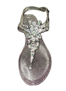 Olivia Miller Womens Ionicca Silver Jelly Sandals Shoes 7 Medium Crystals - Picture 1 of 16