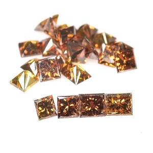 Natural Loose Diamond Princess Treated Red - SI1 Clarity 1.3-1.4mm 26 Pcs Lot - Picture 1 of 1