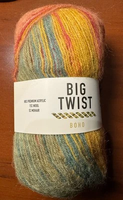 Joann Big Twist Boho Mohair Wool Acrylic Blend Yarn, Golden Teal, discontinued - Image 1 of 3