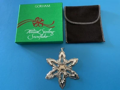 Gorham 1986 plata esterlina copo de nieve adorno de Navidad con caja y bolsa Foto 1 de 2