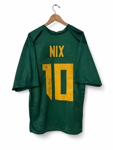 Maglia calcio firmata autografata Bo Nix Beckett autenticata verde giallo XL - Foto 1 di 5
