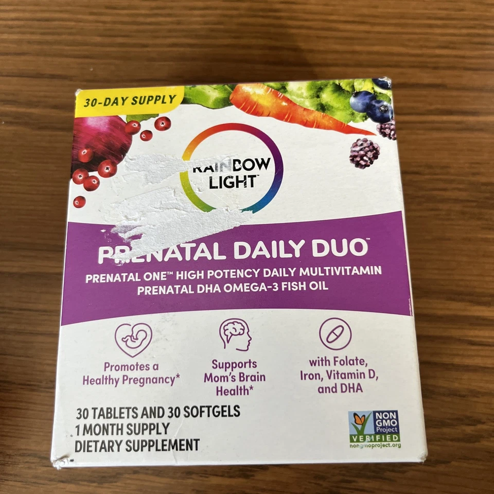 Мультивитамины Rainbow Light Prenatal Daily Duo 30 таблеток + омега-3 30 гелевых капсул 9/26 - Изображение 1 из 1