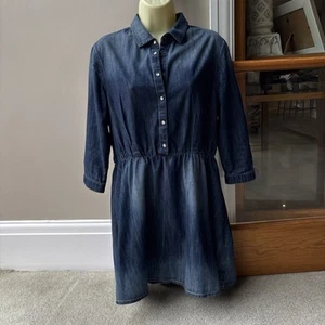 ADIDAS NEO LABEL LADIES BLUE DENIM FIT & FLARE MINI DRESS SIZE 14 UK - Picture 1 of 8