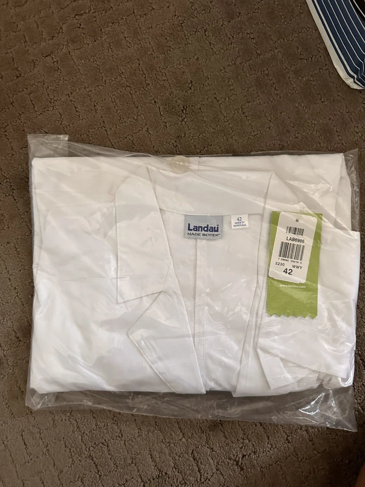 Landau Unisex Mid-Length White Lab Coat- Size 42 - Image 1 of 1