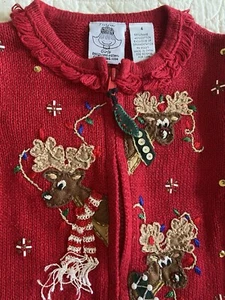 Reduced!! Festive Christmas Sweater by Tiara Girl’s Sz 4 - Rami/Cotton Blend. - Picture 1 of 10