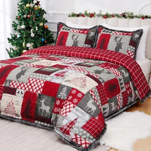 3 Piece Christmas Duvet Cover King Size Set - Soft Double Brushed Retro King Duv - Picture 1 of 9