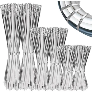 8"-20" 100-200Pcs Metal Stainless Steel Cable Zip Ties Heavy Duty Self-Locking - Picture 1 of 24