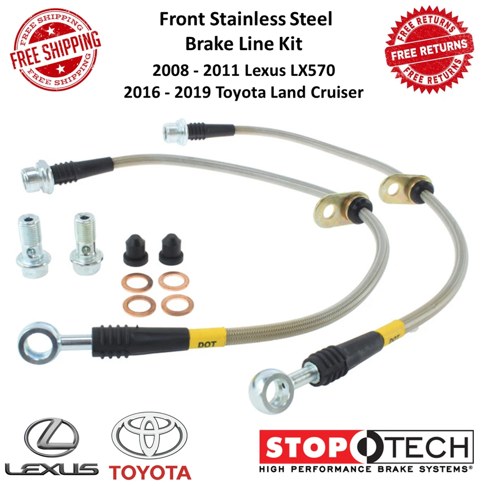 Líneas de freno delanteras centradas en StopTech de acero inoxidable para Lexus LX570, Land Cruiser Foto 1 de 4