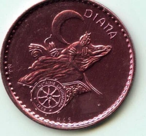 Karneval Doubloon Krewe of Diana 1975 Aluminium rot - Bild 1 von 2