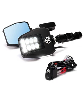 2X Smoked UTV Side View Mirror Lights Adjustable 1.75"-2" For Polaris RZR 1000 - Bild 1 von 8