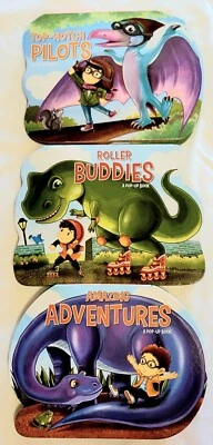 Dinosaur Pop-up Book Set of 3: Pilots, Roller Buddies Amazing Adventures New - Image 1 of 3