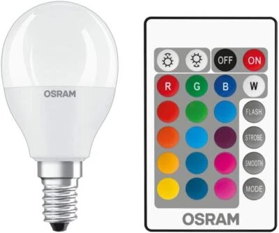 OSRAM STAR+ RGBW LED Lampe mit E14 Sockel RGB-Farben per Fernbedienung 6kWh - Bild 1 von 4