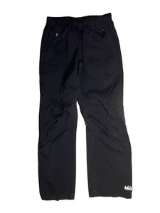 REI CO-OP Black Nylon RAIN PANTS Outdoor Hike TrailWindbreaker Kid YOUTH M 10/12 - Picture 1 of 8