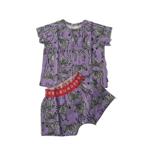 Bonds Size 1 Baby PJ Kids Short Sleep Set Unisex Purple / Zebra print KWWVK - Picture 1 of 12