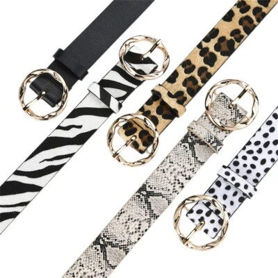 Mujeres Elegante Estampado Animal Ajustado Imitación Cuero Cinturón Vestido Jeans Corsé Cintura Foto 1 de 4