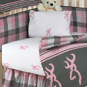 Browning Pink Buckmark Baby Crib Sheet & Pillow Case, Toddler