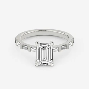 2 Ct Emerald Cut IGI Lab Grown Diamond Solitaire Engagement Ring 14k White Gold - Picture 1 of 4
