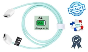Câble Type C Transfert Charge Rapide 60W Synchronisation Rapide 3A Vert 1,50m - Photo 1 sur 24