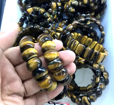 Pulsera elástica de cuarzo con piedra de ojo de tigre amarillo natural 1 pieza regalo Reiki suerte 01 Foto 1 de 4